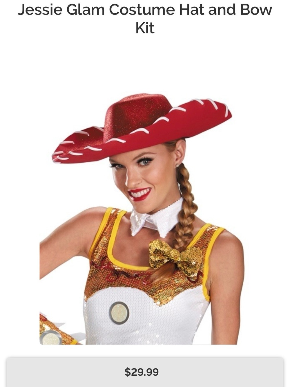 Adult Women’s Jessie Toy Story Halloween Costume Cowboy Cowgirl Hat Red Costume